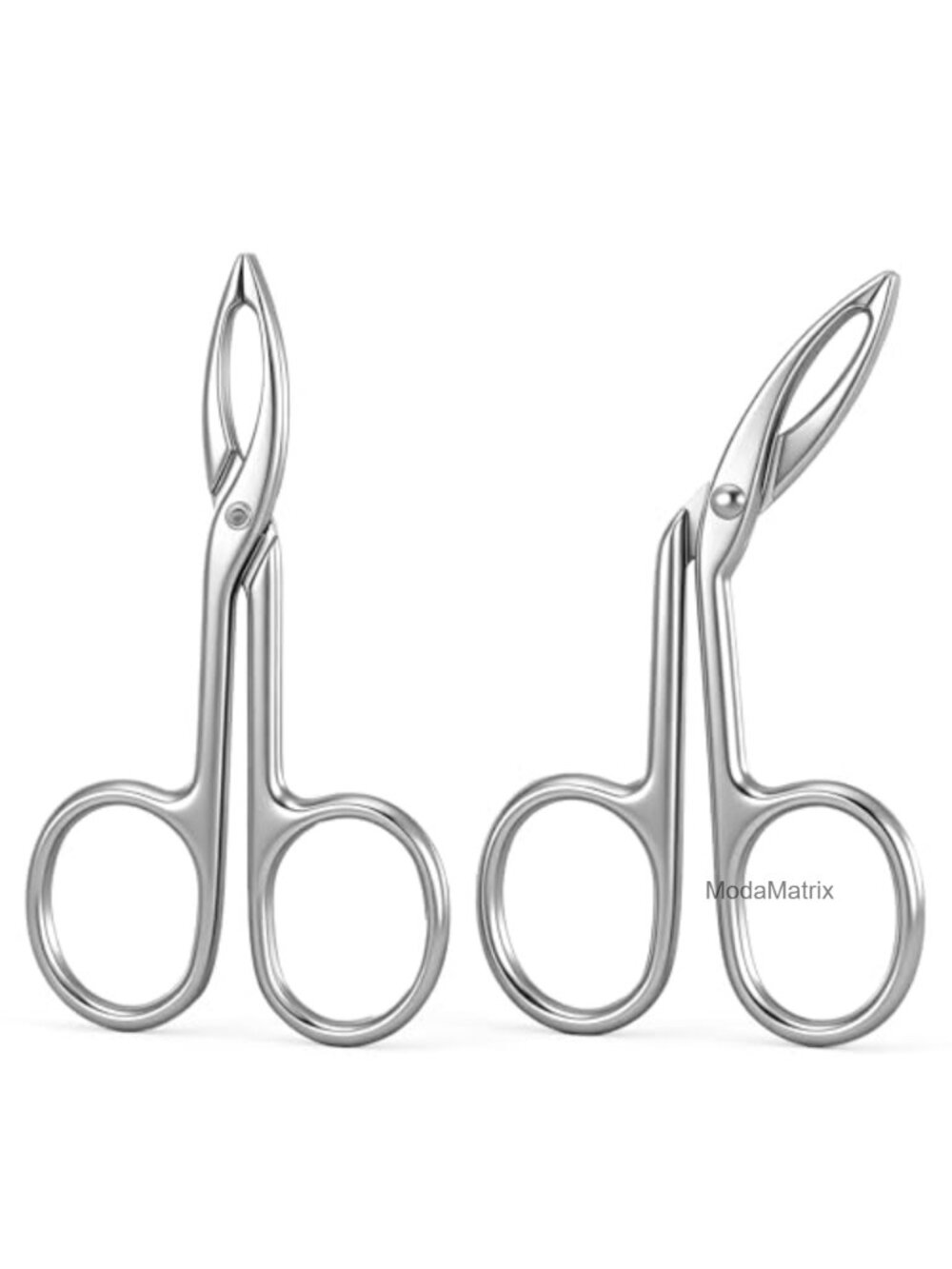 2Pc Precision Stainless Steel Eyebrow Tweezers Scissor Handle Straight Tip Hair